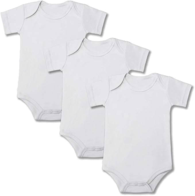 GKrepps Unisex 3-Pack Short-Sleeve 100% Organic Cotton Baby Bodysuits Infant Toddler