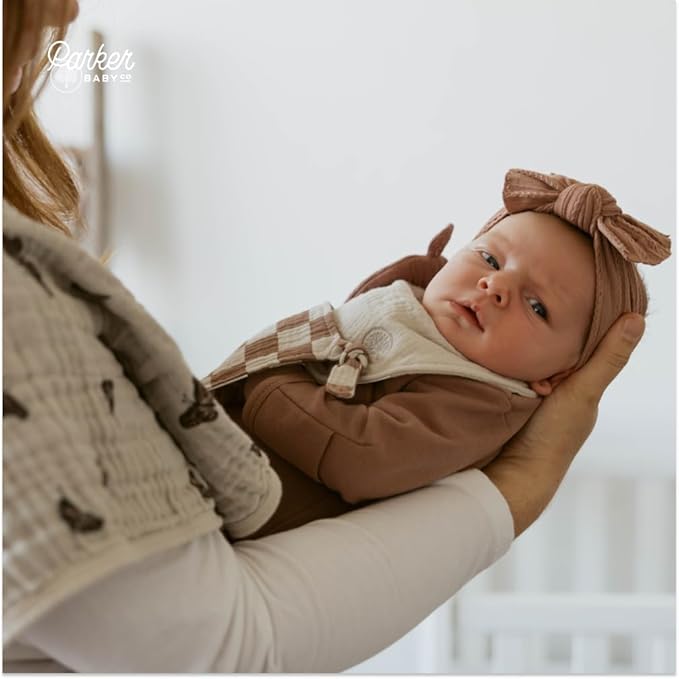 Parker Baby Muslin Burp Cloths | 100% Cotton Burping Clothes, Newborn Essential | Must-Have Baby Registry, Modern and Trendy Colors | 20"x11" Unisex Large Baby Burp Cloths, 4-Pack Butterfly Set