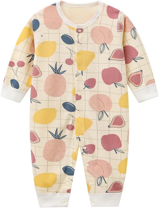 Newborn Baby Boy Girl Organic Cotton Bodysuit Long Sleeve Jumpsuit 3-Pack Outfits Clothes,0-24Months