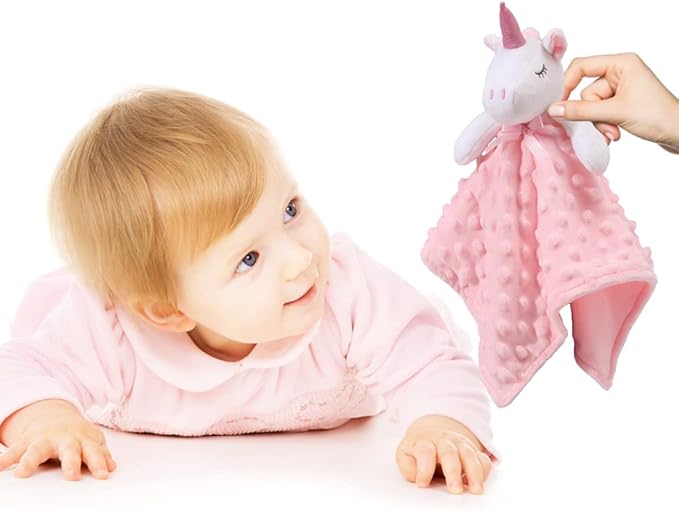 CREVENT Soft Cozy Baby Blankets for Boys Girls + Security Blanket, Set with A Gift Bag Newborn Essentials (Pink)