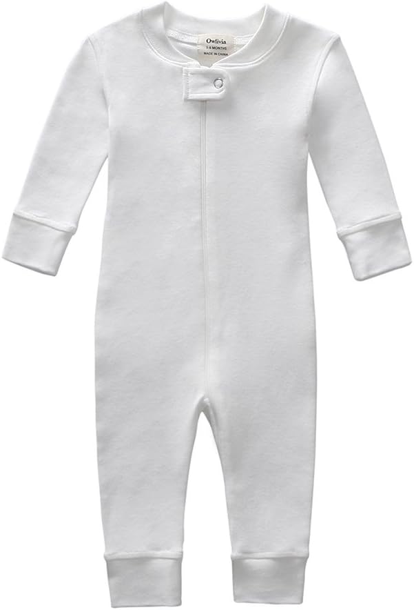Owlivia Organic Cotton Baby Boy Girl Zip up Sleep 'N Play Pjs, Footless, Long Sleeve