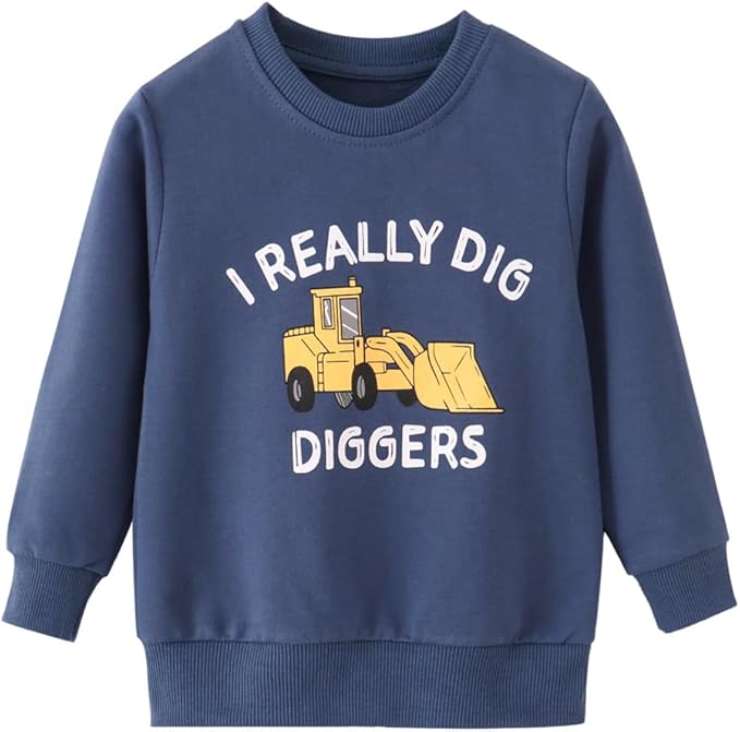 BeiVSlley Toddler Boys 3 Pack Cotton Pullover Crewneck Sweatshirt Long Sleeve Cartoon Shirt Sweaters Tops