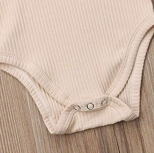 Mubineo Infant Baby Girl Basic Plain Rib Knit Ruffle Long Sleeve Romper Bodysuit Tops