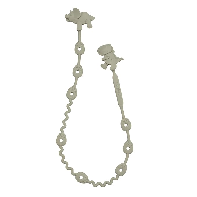 PandaEar Baby Toy Straps - 5 Pack Dinosaur Silicone Pacifier Teether Harness Straps - Adjustable Baby Toy Holder for Bottles, Strollers, High Chairs, Cribs