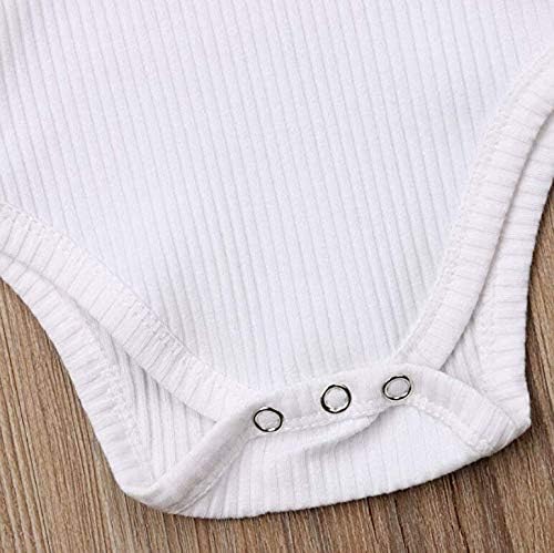 Mubineo Infant Baby Girl Basic Plain Rib Knit Ruffle Long Sleeve Romper Bodysuit Tops