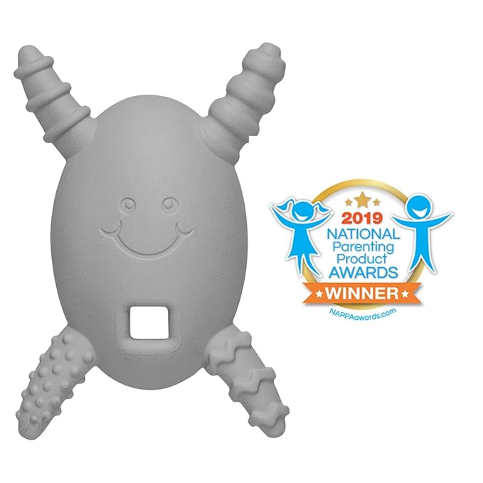 The Official Molar Magician Baby Teether - Freezable Molar Teething Toy for Baby, Infant & Toddler - Made in The USA - Sensory Toy 3-12, up to 18 Months, Gray