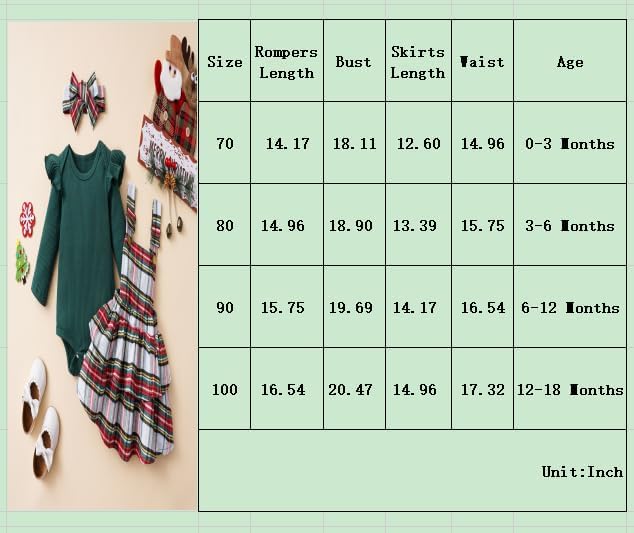 Hnyenmcko Newborn Baby Girl Christmas Clothes Infant Red Plaid Romper Dress Ruffle Long Sleeve Ribbed Bodysuit Headband Set