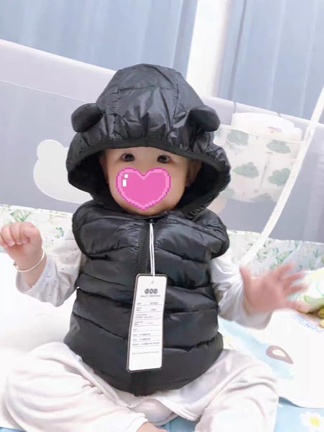 AIWUHE Baby Boys Girls Hooded Puffer Vest Winter Lightweight Sleeveless Bear ears Zipper Up Jacket