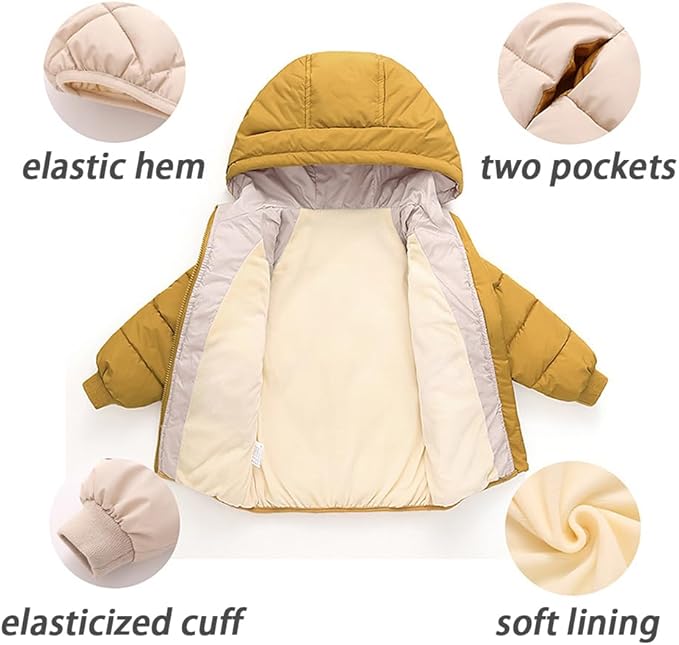 Curipeer Kids Winter Jacket Front Zip Warm Snow Wear Toddler Outer Clothing 2-8T