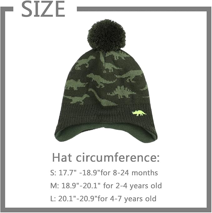 JANGANNSA Knitted Baby Hat Scarf Set Winter Warm Boys Girls Beanie Fleece Lining Toddler Kids Hats with Pompom