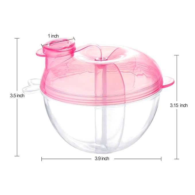 Accmor Baby Formula Dispenser for On-The-Go Feedings, Three-Compartment Non-Spill Formula Container to Go, Snack Milk Powder Dispenser for Traveling with Infant Toddler, Pink