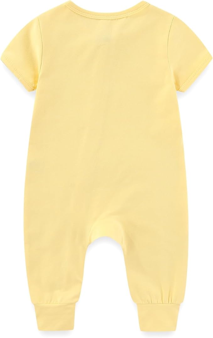2 Pack Unisex Baby Short Sleeve Rompers 2 Way Zipper New Born One-Piece Jumpsuits 0-24Months Infant Outfits