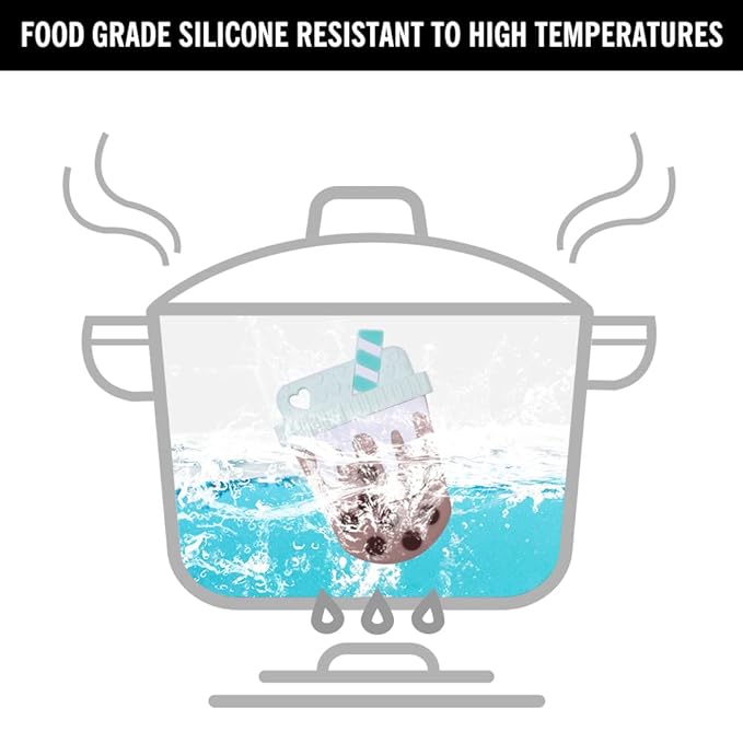 Baby Silicone Teether,Sensory Chew Toys,BPA Free Soft and Effective Infant Teething Pain Relief Toys,Freezer Safe,Food Grade Silicone,Best Shower Gift for Boys and Girls (Bubble Tea)