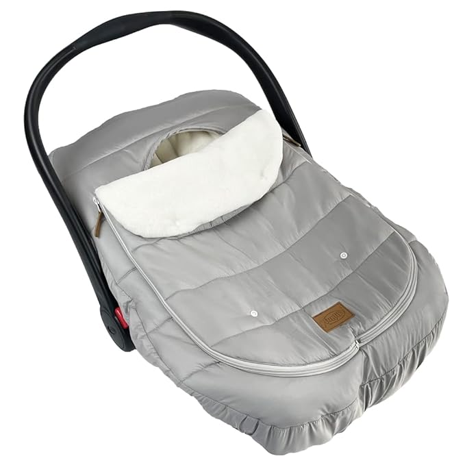 funlife Car Seat Bunting Bag Set, Cover for Spring Fall, Front Height Adjustable Waterproof Infant Carseat Bunting Bag for Winter, for Harsh Winter Use Car Seat Cover and Bunting Bag Together,Grey