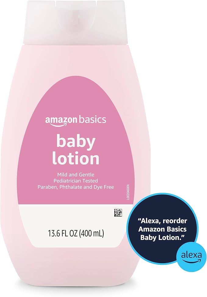 Amazon Basics Baby Lotion, Mild & Gentle, Lightly Scented, 13.6 Fl Oz (Pack of 4) (Previously Solimo)