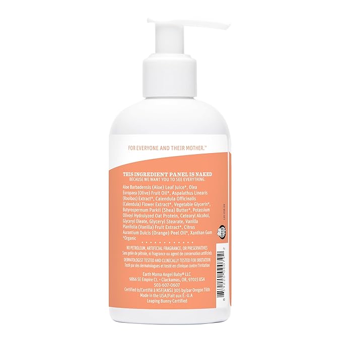 Earth Mama Sweet Orange Baby Lotion | Moisturizing Body Lotion for Dry Skin, Newborn Baby Lotion Sensitive Skin Care, Face Lotion for Babies & Kids with Shea Butter, Calendula & Aloe, 8 Fl Oz