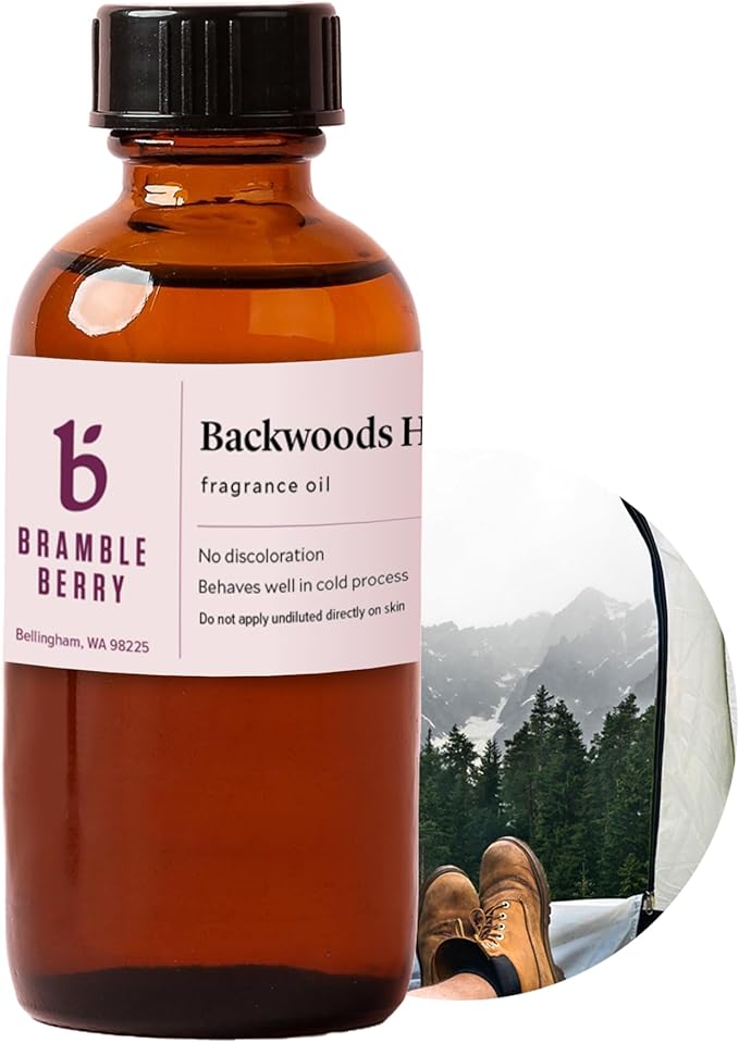 Bramble Berry Backwoods Hike Fragrance Oil 2 oz | Earthy Cedar, Patchouli & Spice Scent with Amber & Lavender for Soap Making, Candles, Beard Oil & Lotion | Skin Safe, Vegan, Paraben & Phthalate Free