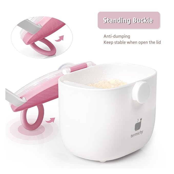 Termichy Baby Formula Dispenser, Portable Milk Powder Dispenser Container with Carry Handle and Scoop for Travel Outdoor Activities with Baby Infant, 8.8OZ, 0.55LB, 250g,500ml (Baby Pink)