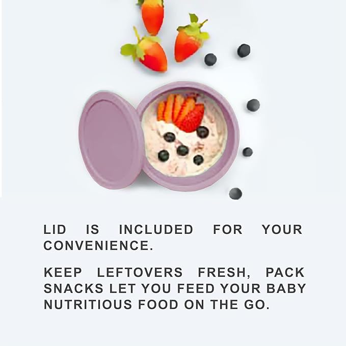 Octopod Silicone Baby Suction Bowl W/Lid - Toddler & Baby Bowls, Baby Food Containers, Spill Proof Bowls For Toddlers, Suction Baby Bowls W/Lids, Food Grade Silicone Bowls For Babies (Lavender Pink)