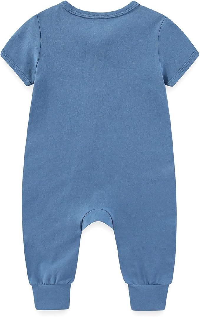 2 Pack Unisex Baby Short Sleeve Rompers 2 Way Zipper New Born One-Piece Jumpsuits 0-24Months Infant Outfits