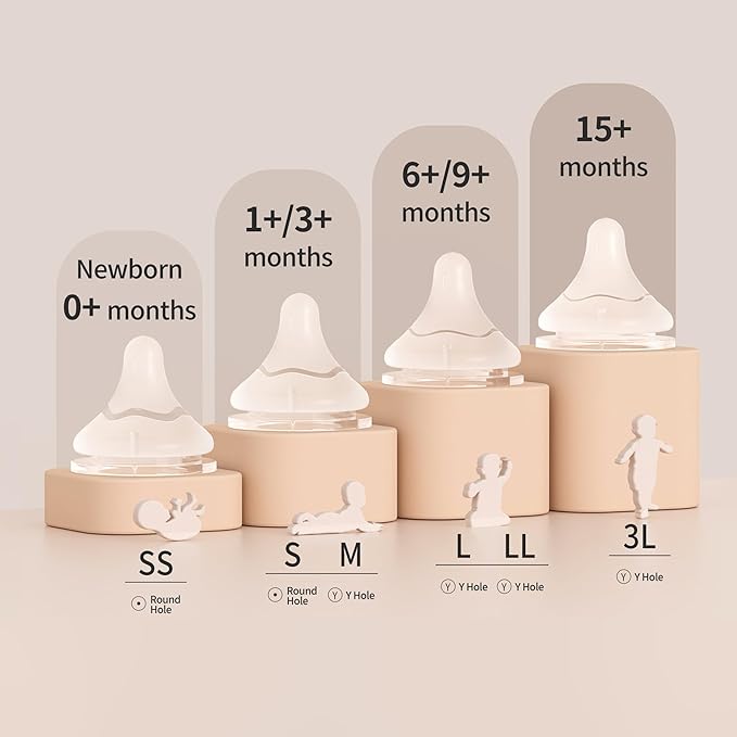 Pigeon Silicone Nipple (L) with Latch-On Line, Natural Feel, 6+ Months, 4 Counts