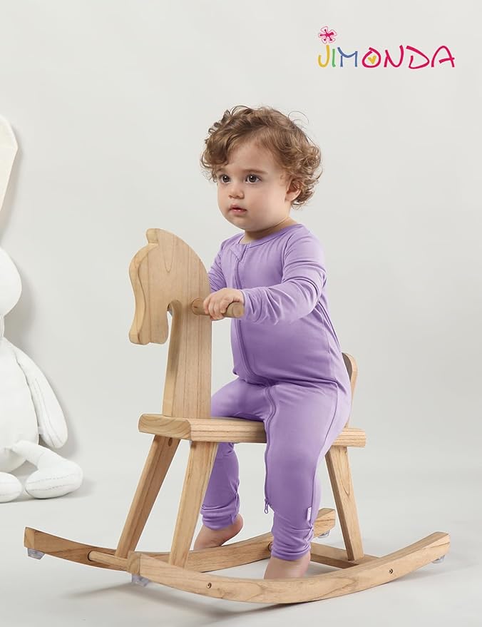 Jimonda Baby Footless Pajamas,Two Zip Closure Long Sleeve Romper,Infant Clothes Pjs 4 Pcs