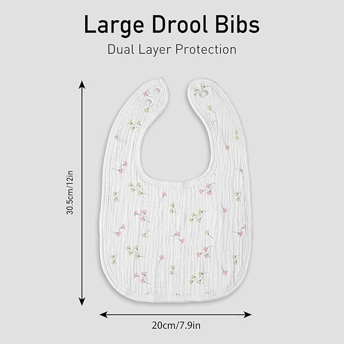 Muslin Baby Drool Bibs for Unisex Boys Girls, 6 Pack Soft Cotton Baby Bib for Teething Drooling, Essentials Shower Gift (6, Pink)