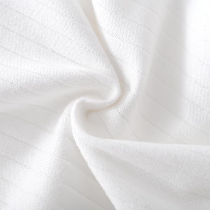 Baby Ribbed Romper and Hat Set with Bear Applique, 100% Cotton Infant Bodysuit, White, Long Sleeve