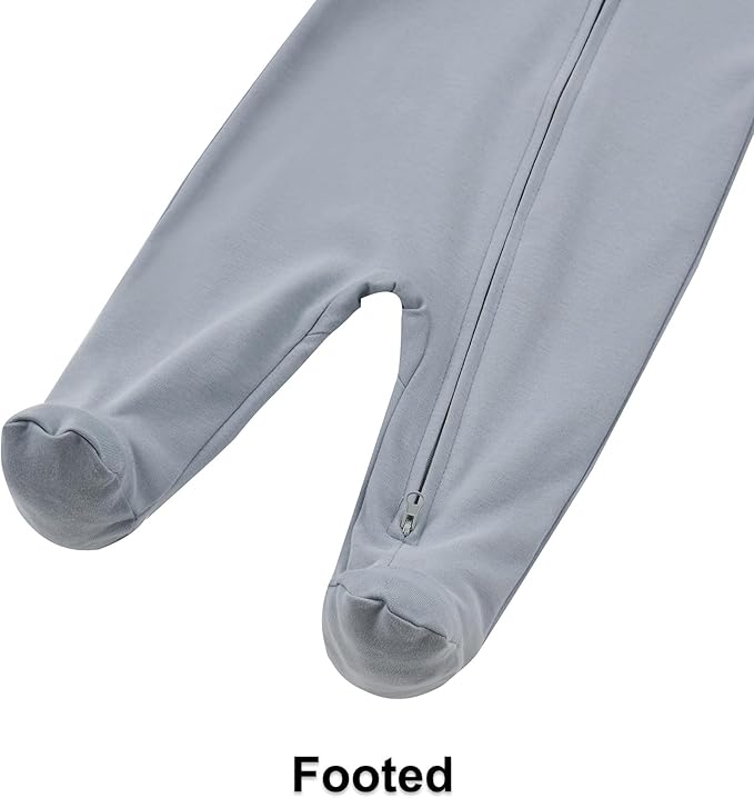 Aablexema Baby Organic Cotton Footed Pajamas Zip Up Preemie Newborn One Piece Long Sleeve Onesie Pjs
