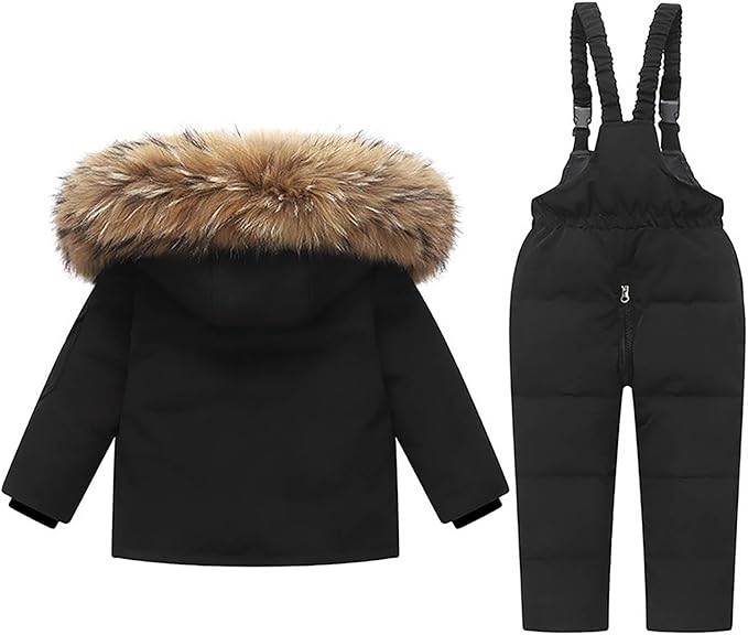 Kids 2 Piece Snowsuit Sets Girls Boys Winter Cute Hooded Puffer Jacket Snow Pants Snowboard Skiing Sets Insulated