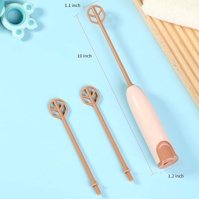 Handheld Electric Baby Formula Mixer,Handheld Drink Mixer (Brown)