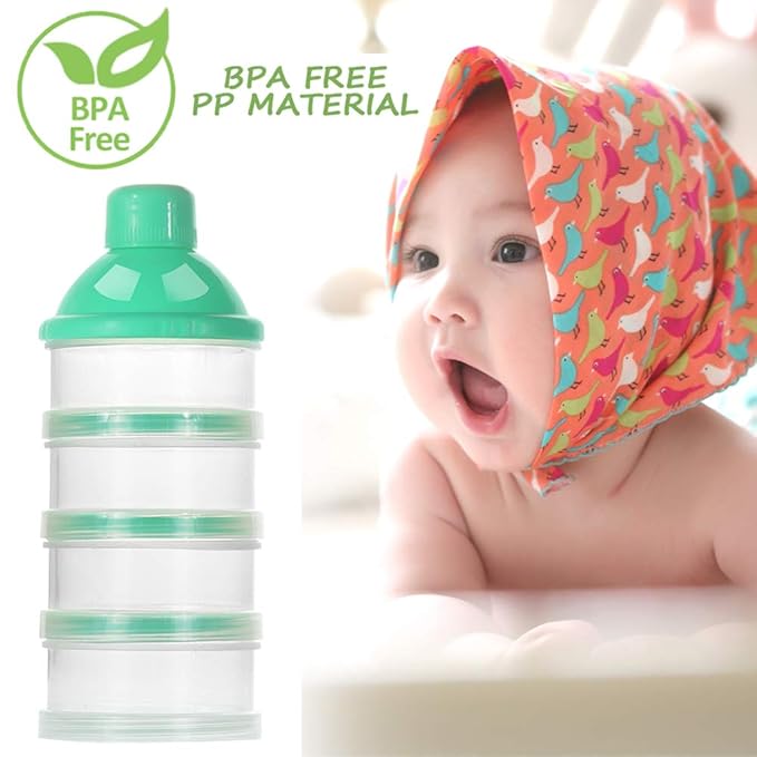Accmor Formula Dispenser On The Go, 4 Compartments Stackable Formula Container for Travel, Baby Milk Powder Kids Snack Container, BPA Free 