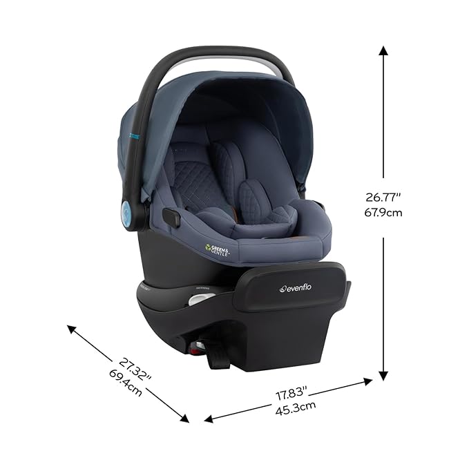 Evenflo Revolve180 LiteMax NXT Rotating Rear-Facing Lightweight Preemie and Infant Car Seat 3-30lbs. with SensorySoothe. Easy Install with Base (Flint)