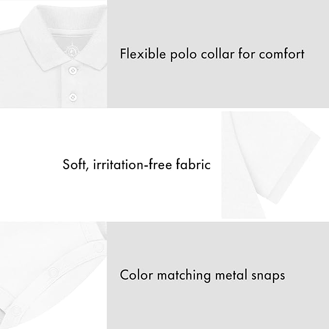 Creative Knitwear College Baby Polo Bodysuit Solid - Team Logo, Multiple Colors, for Boys & Girls (0-12 Months)