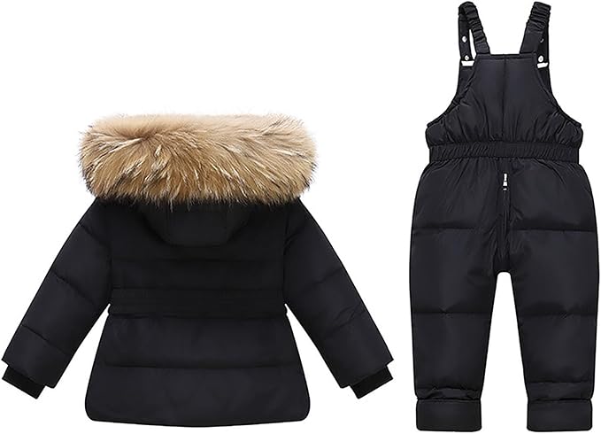 Kids 2 Piece Snowsuit Sets Girls Boys Winter Cute Hooded Puffer Jacket Snow Pants Snowboard Skiing Sets Insulated