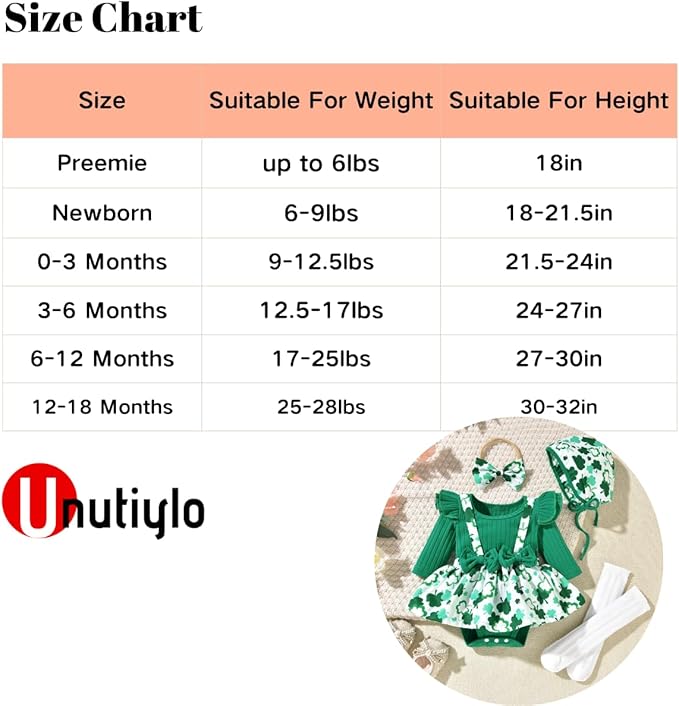 Unutiylo Preemie Newborn Baby Girl Clothes Romper Suspender Dress Fall Winter Outfits Ruffle Long Sleeve Jumpsuit
