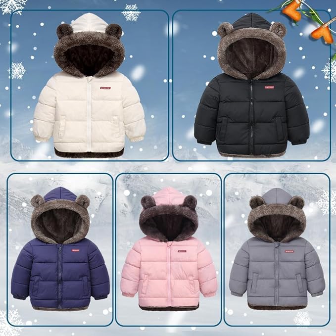 Fairy Baby Infant Baby Winter Coat Cute Teddy Bear Hooded Jacket Warm Fleece Outerwear Windproof Toddler Boys Girl 6M-4T