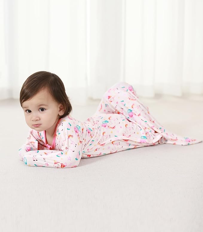 Baby Sleeper Gown Viscose from Bamboo Newborn Nightgowns Unisex Long Sleeve Sleep Sack