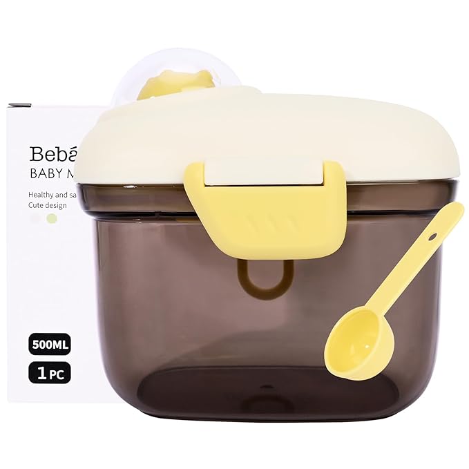 Bebamour Baby Formula Dispenser Container Portable Formula Dispenser Container with Scoop, Carry Handle and Date Maker for Travel Outdoor for Baby Infant,500ML (Coffee)