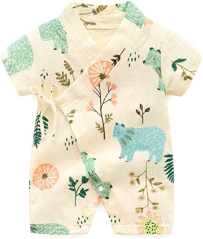Kimono Robe Newborn Cotton Yarn Robe Baby Romper Infant Japanese Pajamas…