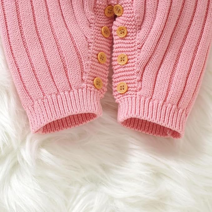 Neiwech Baby Boy Girl Romper Newborn Infant Knit Striped Solid Long Sleeve One Piece Jumpsuit Clothes