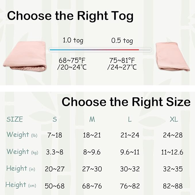Supersoft Rayon Made from Bamboo Sleep Sack 18-24 Months 1.0 Tog Toddler Sleep Sack 2t Baby Wearable Blanket with 2-Way Zipper Unisex Sleeping Bag for Babies All-year-around - Pink