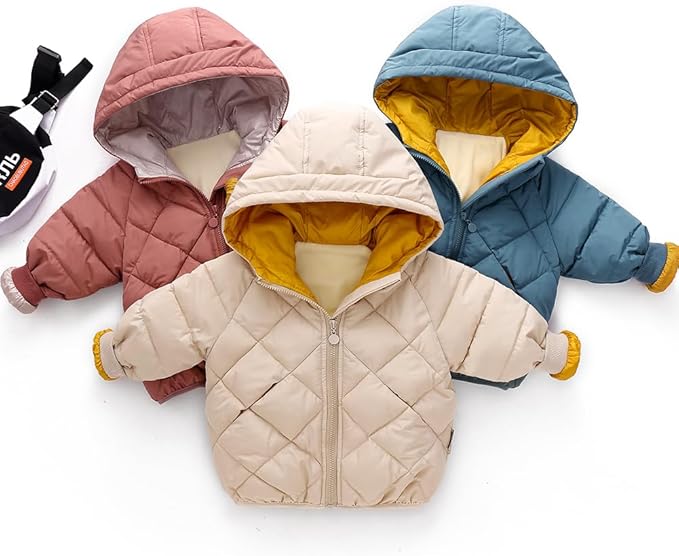 Curipeer Kids Winter Jacket Front Zip Warm Snow Wear Toddler Outer Clothing 2-8T