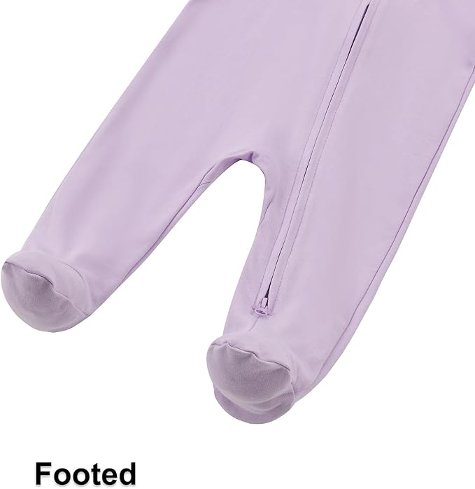 Aablexema Baby Organic Cotton Footed Pajamas Zip Up Preemie Newborn One Piece Long Sleeve Onesie Pjs