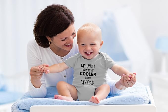 AW Fashions My Uncle Is Way Cooler Than My Dad Baby Bodysuit Funny Cute Newborn Clothing for Boys Girls