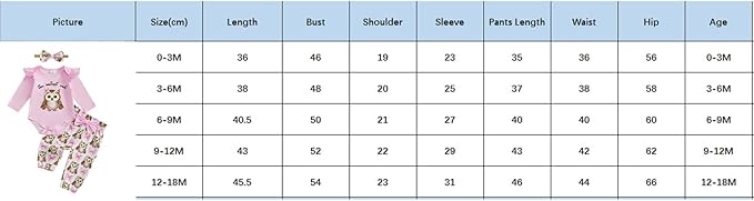 Newborn Baby Girl Clothes Owl Ruffle Long Sleeve Romper Onesie and Casual Pants Winter Spring Outfit Clothing Set