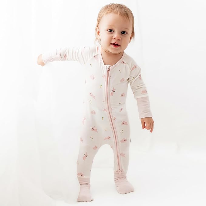 Bamboo Little Ultra-Soft Convertible Baby Romper - Gender Neutral Infant Clothes with 2-Way Zipper, Footless Sleepwear