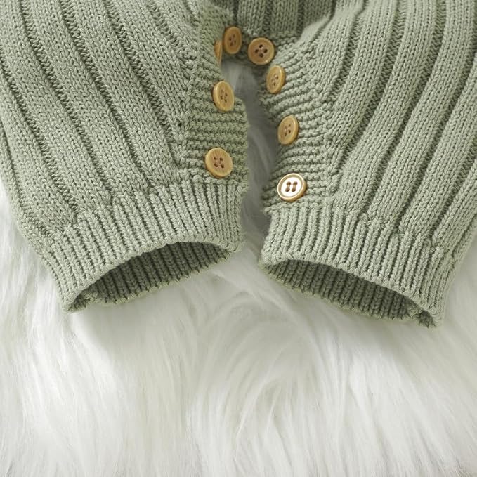 Neiwech Baby Boy Girl Romper Newborn Infant Knit Striped Solid Long Sleeve One Piece Jumpsuit Clothes