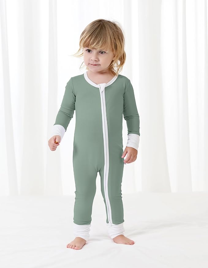 Baby Zippered Rompers Newborn Pajamas Sleepers Long Sleeve Jumpsuits Infant Zipper Romper-Viscose from Bamboo