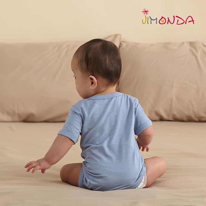 Jimonda Baby Bodysuits Rayon from Bamboo Short Sleeve Baby Boys Girls Rompers Soft Outfits Newborn Clothes